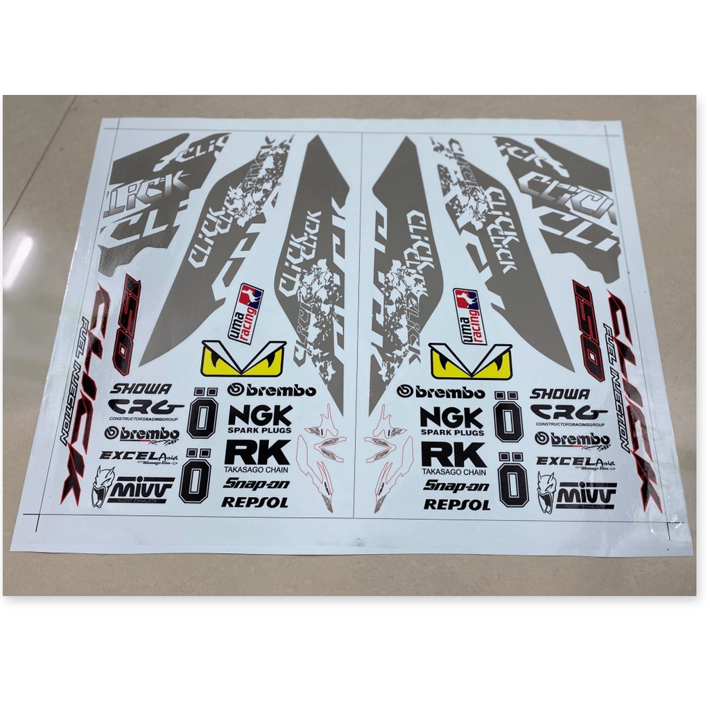 ( Quí khách vui lòng mang ra tiệm cho thợ dán ) Tem CLICK 150 xám trắng