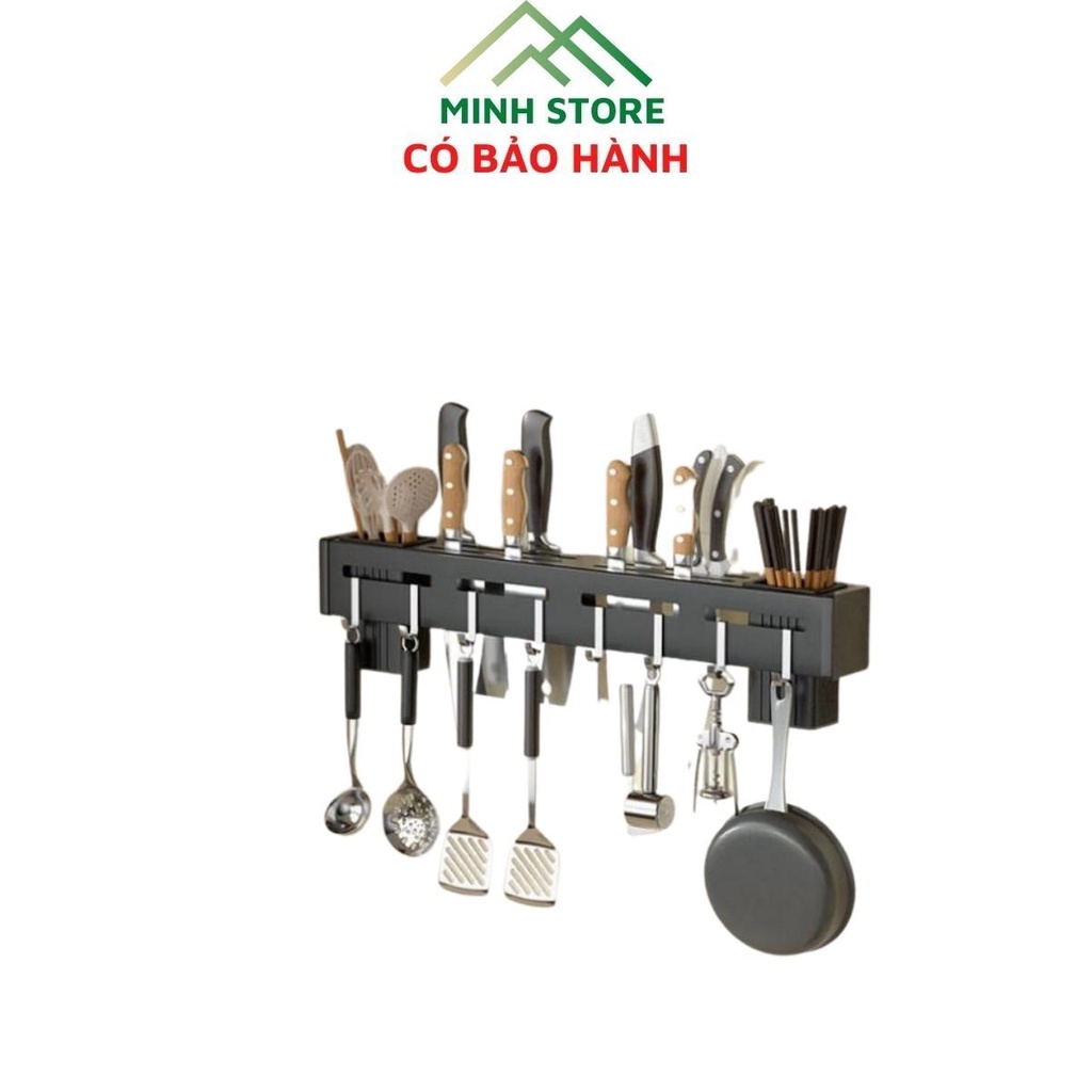 Giá treo dao kéo INOX Để Đồ Nhà Bếp Đa Năng Có ống Đựng Đũa và móc treo Muôi Thìa Bằng Thép Không Rỉ.