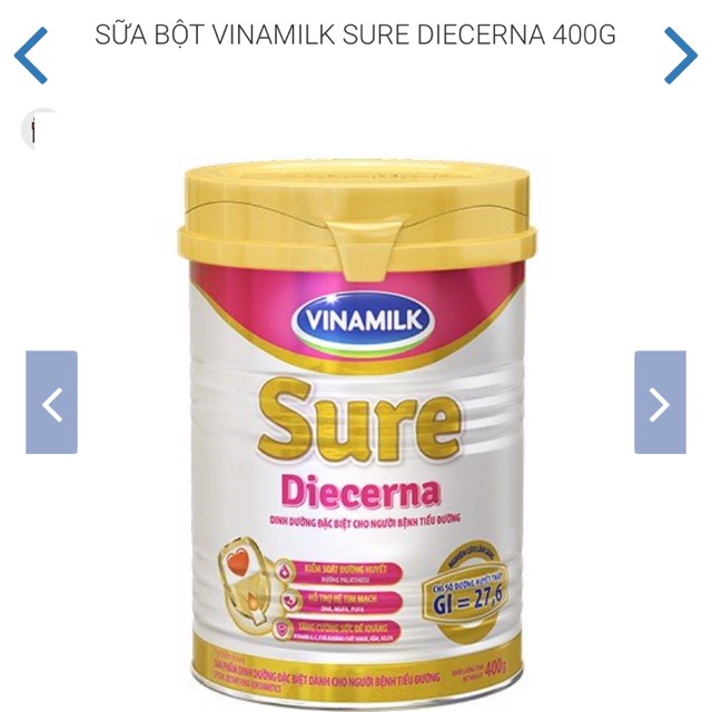 SỮA BỘT VINAMILK SURE DIECERNA 400G dành cho người tiểu đường