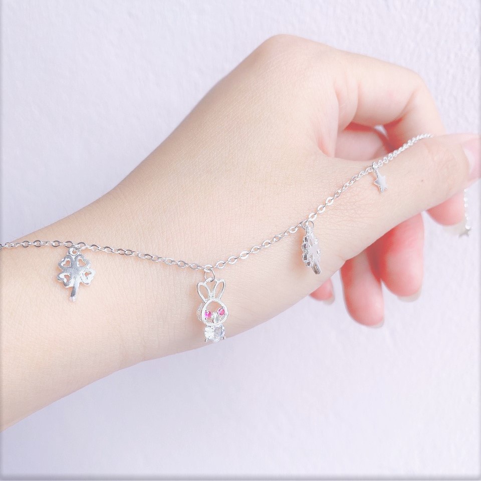 Lắc chân nữ bạc ta mặt hình thỏ cá tính - Trang sức bạc Evasilver