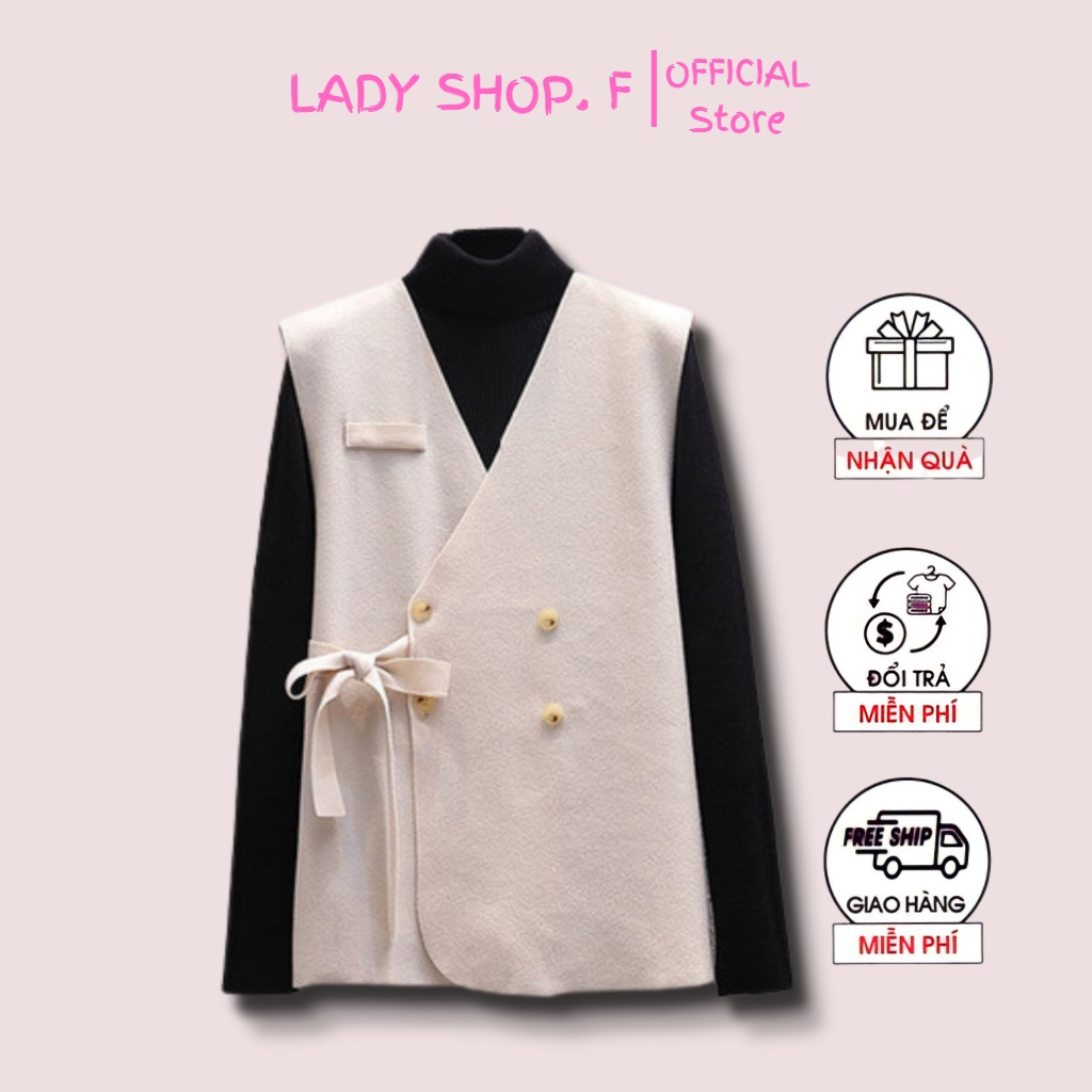 Áo Gile dạ nữ ulzzang màu kem có dây phối phong cách thời trang Hàn Quốc M9HD