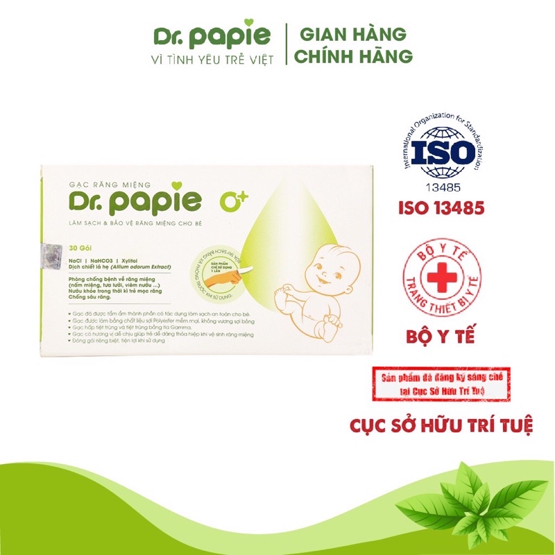 [ CAM KẾT CHÍNH HÃNG] Gạc rơ lưỡi tẩm sẵn DR PAPIE