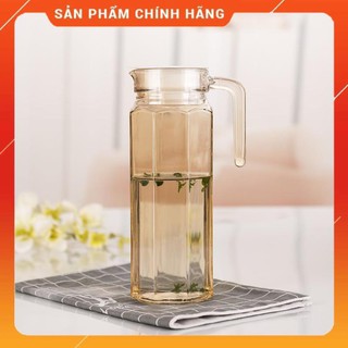 CHÍNH HÃNG -  Bình đựng nước thủy tinh lục lăng vàng 1000ml,bình thủy tinh đựng nước cao cấp
