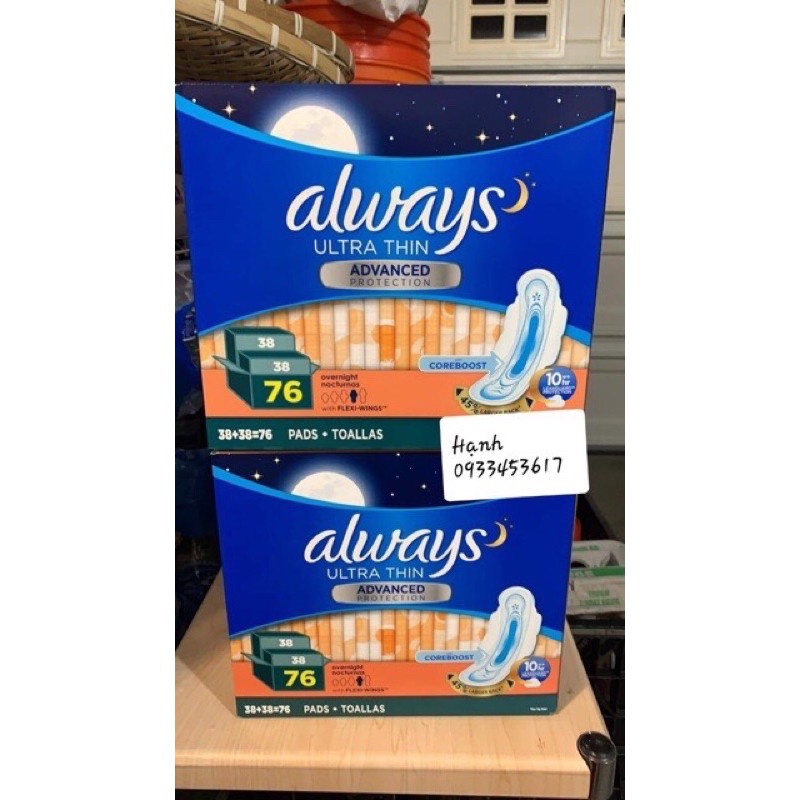 băng vệ sinh always ultra thin 76 miếng