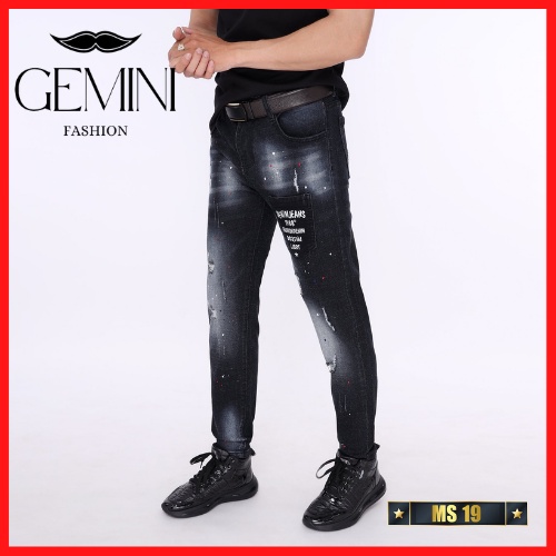Quần jean nam đen rách quần bò nam cao cấp Gemini co dãn 4 chiều MS19