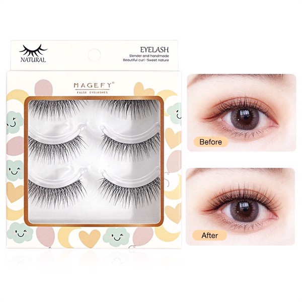 Hộp 3 cặp lông mi giả tự nhiên MAANGE Magefy False Eyelashes