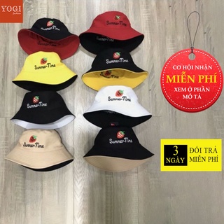 Nón Tai Bèo Vành Nhỏ 2 Mặt Quả Dâu, Mũ Bucket Nữ Đẹp Giá Rẻ Vải Kaki Mịn Form Chuẩn NTB011