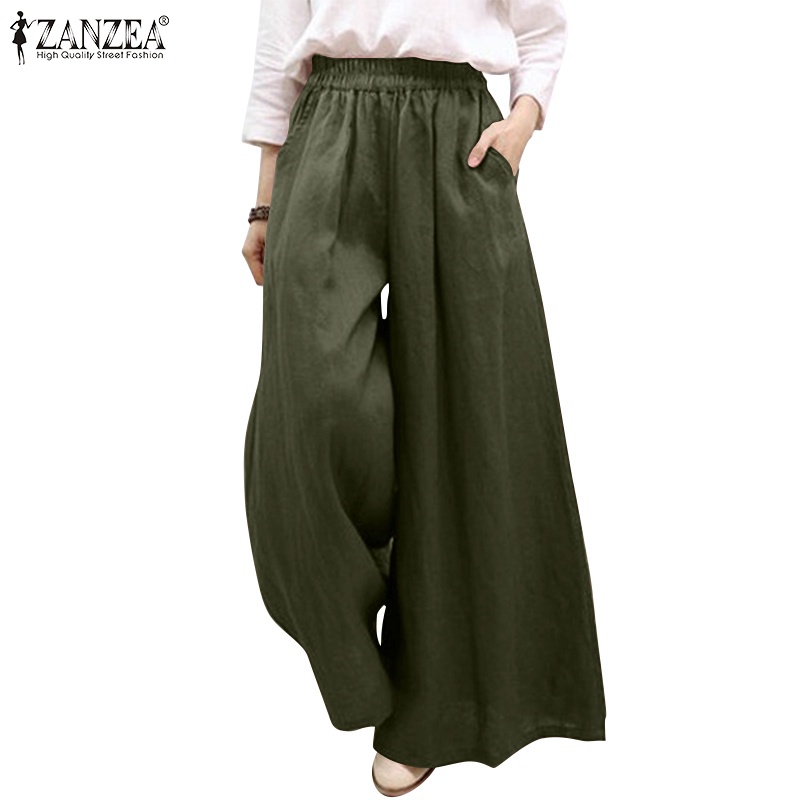 Quần dài ZANZEA ống rộng thời trang dành cho nữ