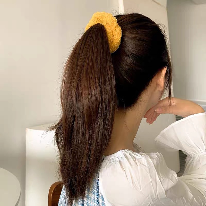 Dây Cột Tóc Lông Cừu Màu Trơn Cỡ Lớn Thời Trang Hàn Quốc Cho Nữ