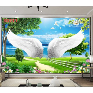 Tranh dán tường 3D Đôi cánh thiên thần( Đã tích hợp sẵn keo),231