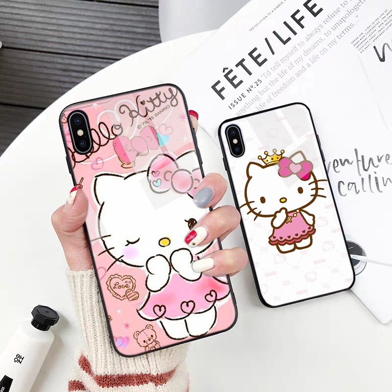 Ốp Điện Thoại Mặt Kính Hình Hellokitty Cho Huawei P20 P30 Lite Pro Honor 8x 9 10 Lite 67a