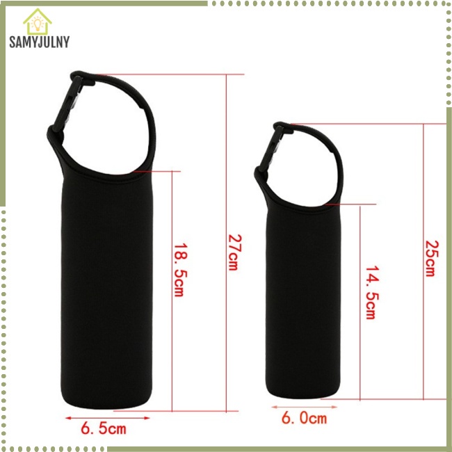 Vỏ Bọc Bình Nước Famyjulny 500mL Bằng Cao Su Tổng Hợp Cách Nhiệt Chống Thấm Nước Màu Đen Có Quai Xách