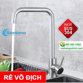 Vòi rửa chén NÓNG LẠNH kiểu Vuông inox 304 mờ không gỉ TẶNG KÈM DÂY CẤP INOX