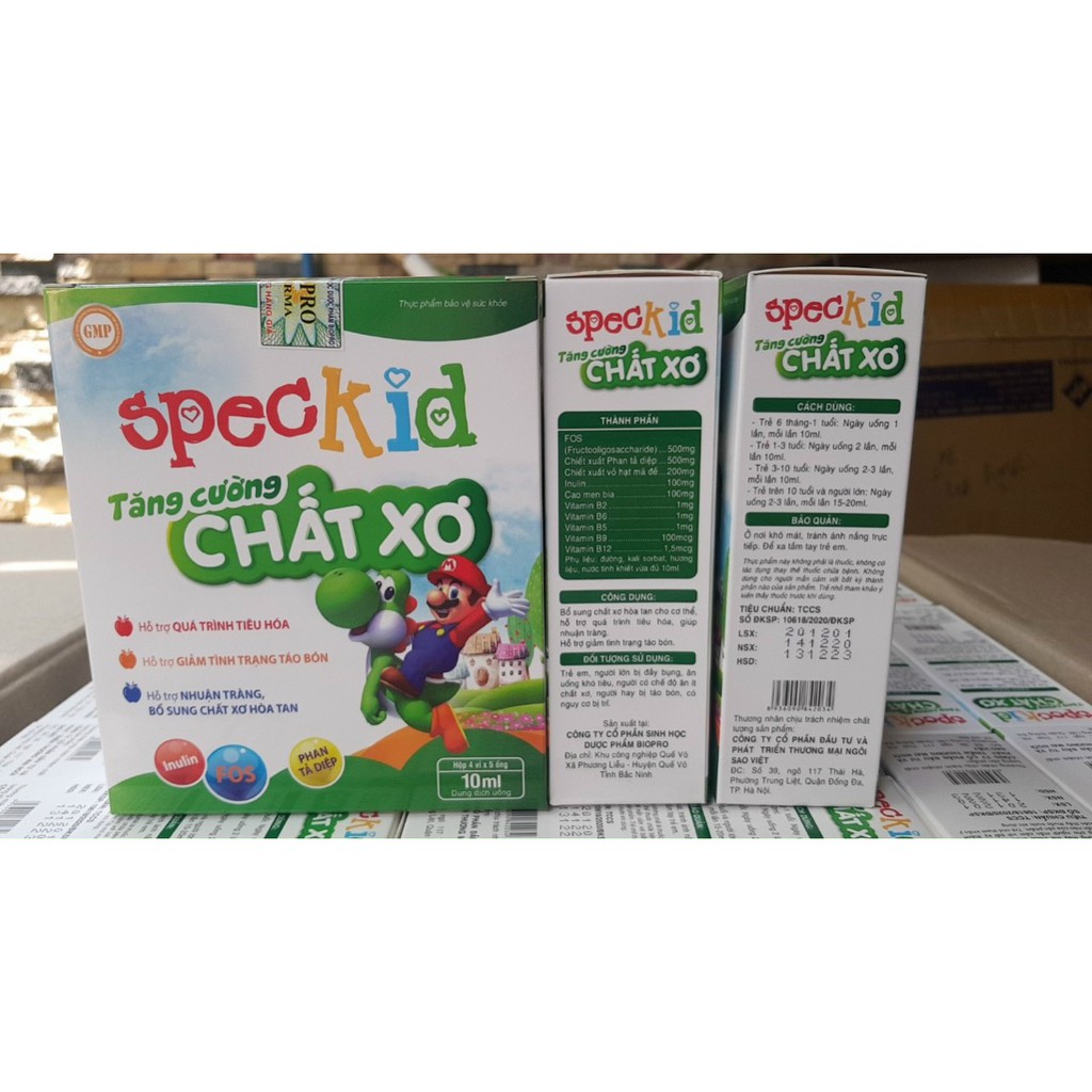 Speckid Tăng cường chất sơ giảm tình trạng táo bón, bé bị tiêu chảy, đầy bụng, khó tiêu, rối loại hệ vi sinh