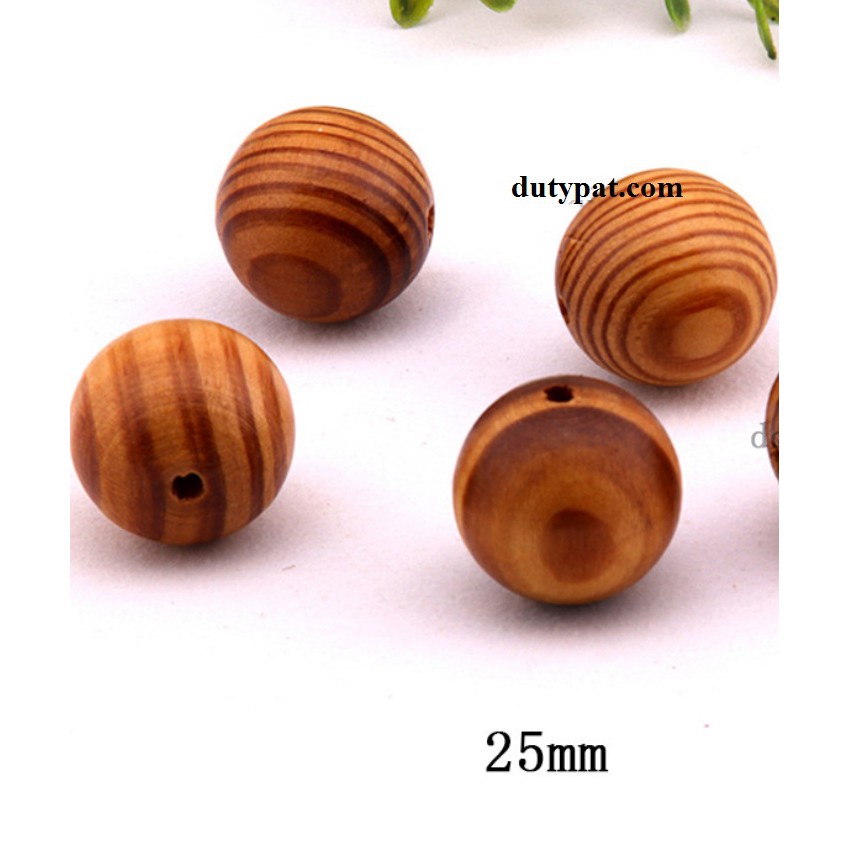 100gam hạt gỗ tròn có lỗ xỏ vân nâu đủ size 6-30mm