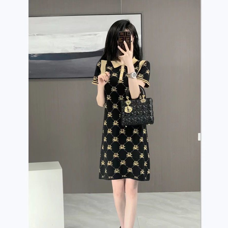 Spring and summer short sleeved high-end small fragrance ice silk shirt dress women's summer 2022 new small high-end skirt