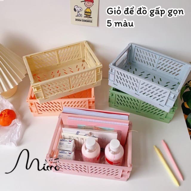 [Kích thước lớn] Giỏ đựng đồ đa năng để bàn xếp gọn được đựng đồ dùng, mỹ phẩm, phụ kiện 5 màu size 25*17cm