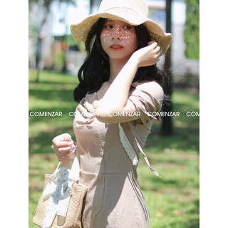 Đầm Linen Dây Rút Trễ Vai [ Trong Veo ]