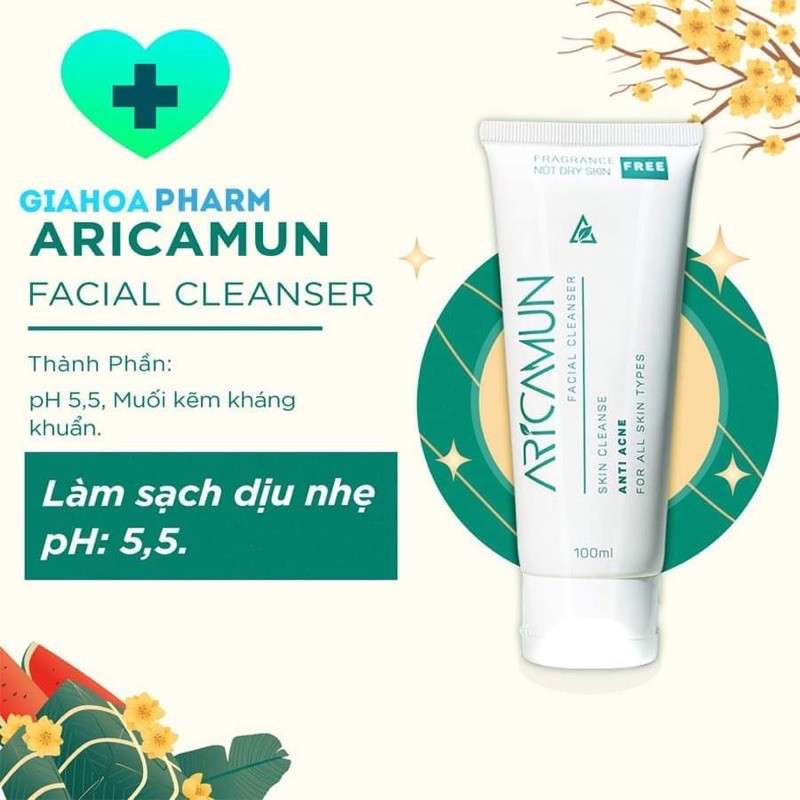 Sữa rửa mặt Aricamun Facial Cleanser 100ml làm sạch da không xà phòng, an toàn da nhạy cảm, khô, nhờn, dầu, mụn [arica]