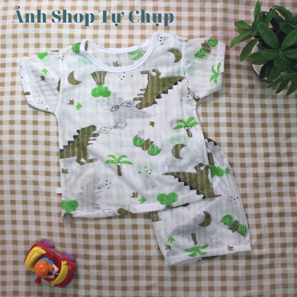 Bộ cotton giấy cộc tay cho bé trai bé gái từ 6-15kg DOBO003