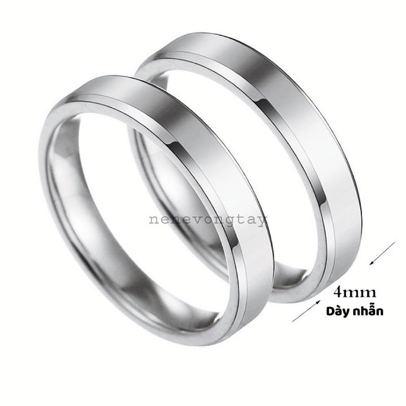 Nhẫn cặp đôi dvv trơn inox khắc tên cho nam nữ [inox ko rỉ]