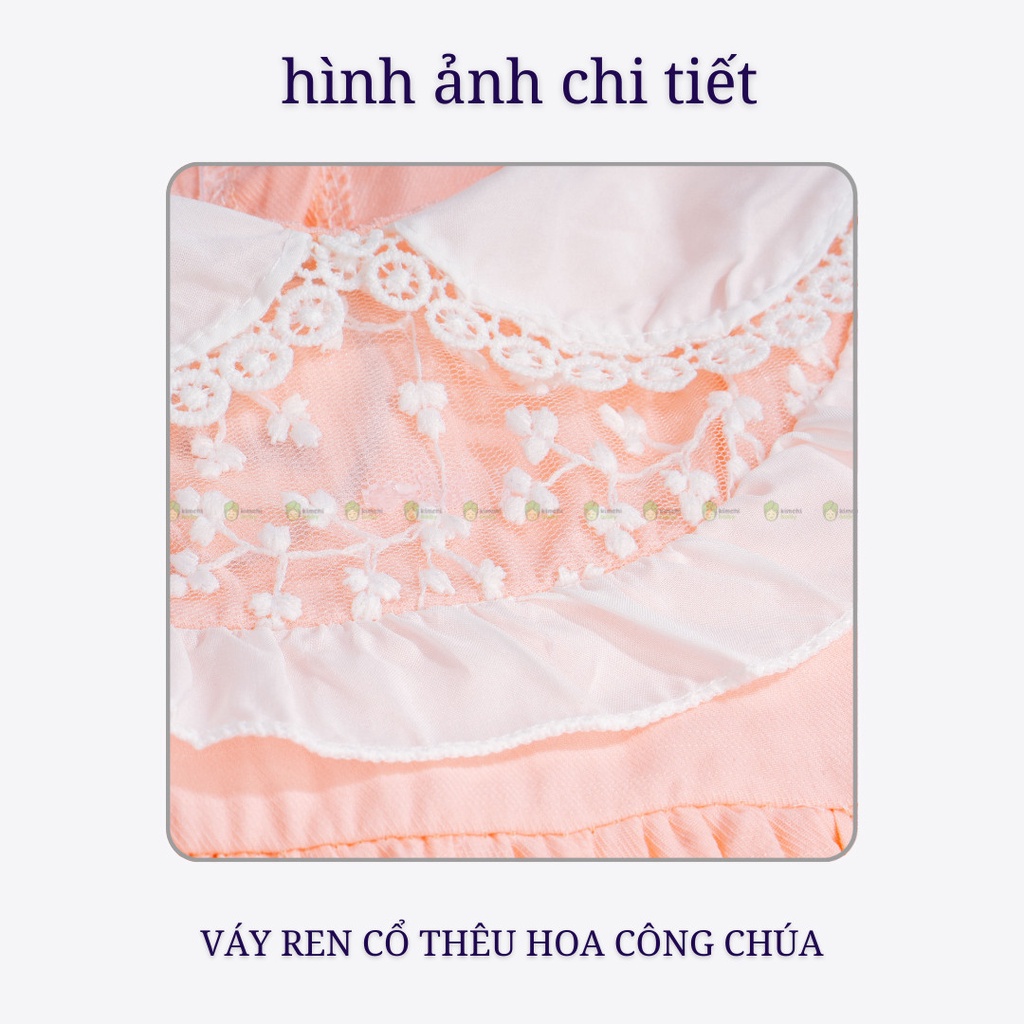 Váy Bé Gái Cổ Sen Đính Nơ Điệu Đà Dáng BabyDoll Cực Xinh, Đầm Cho Bé Mặc Hè CKV01