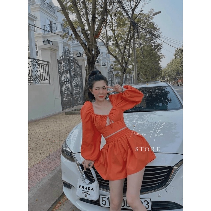 SÉT KATE SIU NHÚN NGỰC TAY BỒNG DIỆN ĐI CHƠI ĐẸP HẾT NẤC SHOP VALENTINA