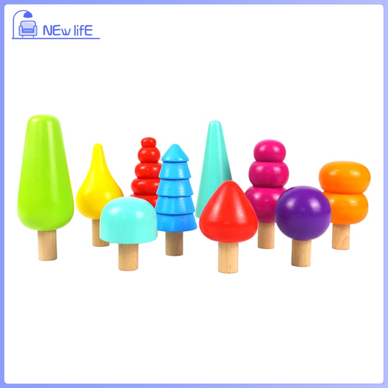 Rainbow Tree Rainbow Stacking Montessori Wooden toys Color Perception for Sensory Education toys Home Indoor or Outdoor Children Boys