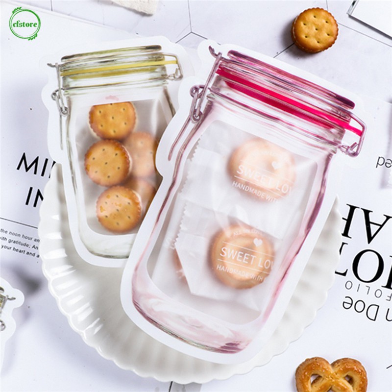 Túi có dây kéo chống rỉ hình lọ dùng để đựng thức ăn