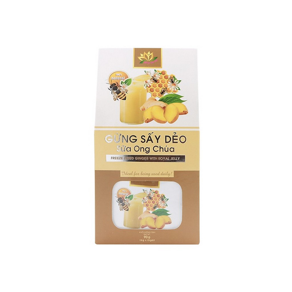Gừng sấy dẻo sữa ong chúa Hương Sen Việt hộp 90g