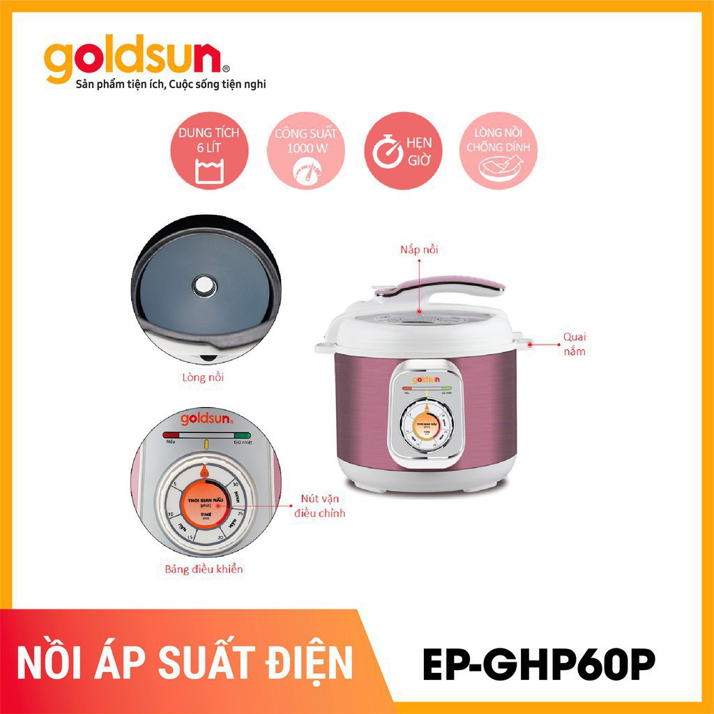 Nồi áp suất điện đa năng GOLDSUN EP-GHP60P 6L