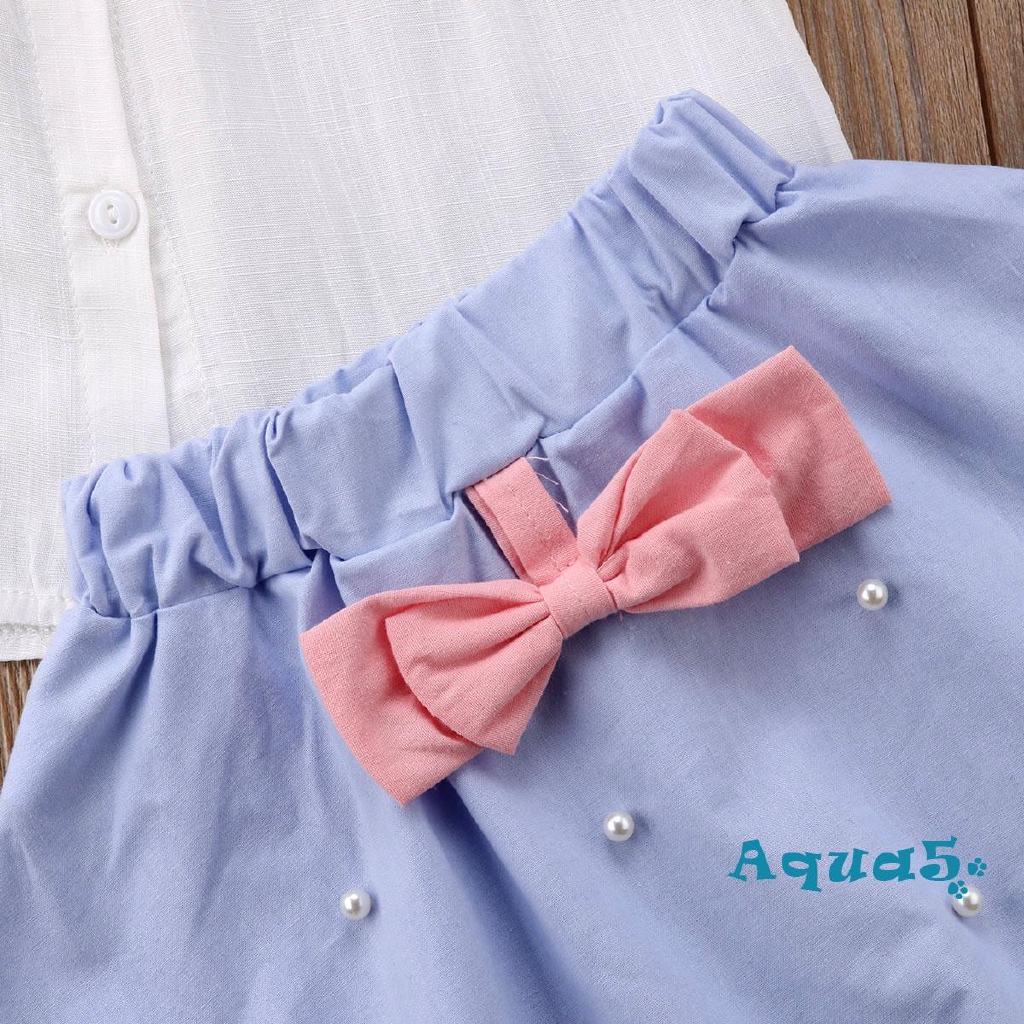 Set Áo Blouse Cổ Bèo + Chân Váy Xòe Tutu Cho Bé Gái