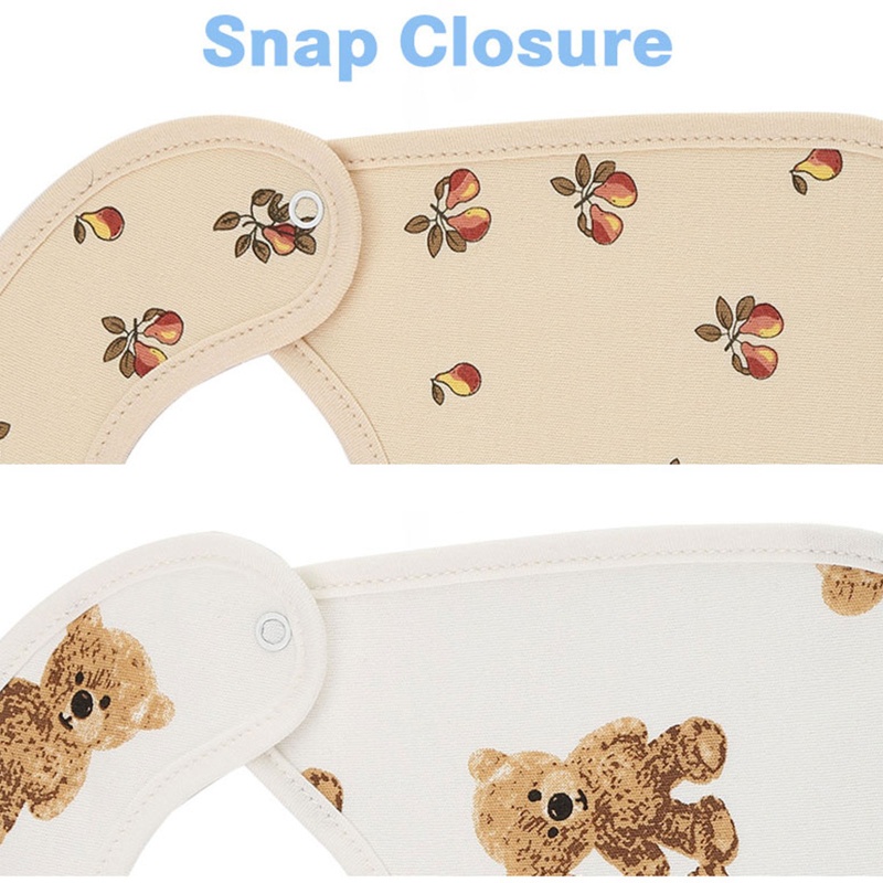 Set 2 Yếm Ăn Cotton Chống Thấm Nước In Họa Tiết Hoạt Hình Dễ Thương Cho Bé