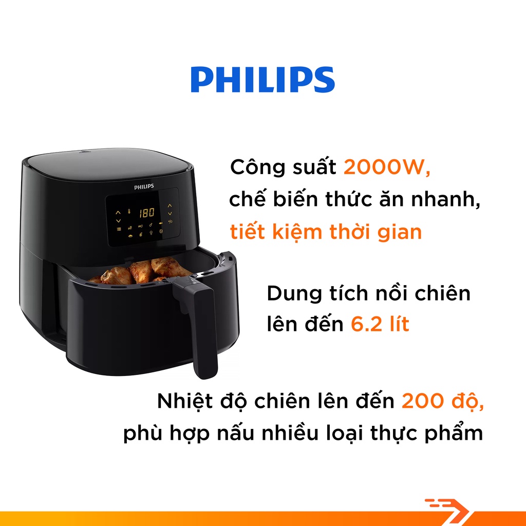 Nồi Chiên Không Dầu Philips HD9270/90, HD9200, HD9252, HD9218, HD9860 - Bảo Hành Chính Hãng