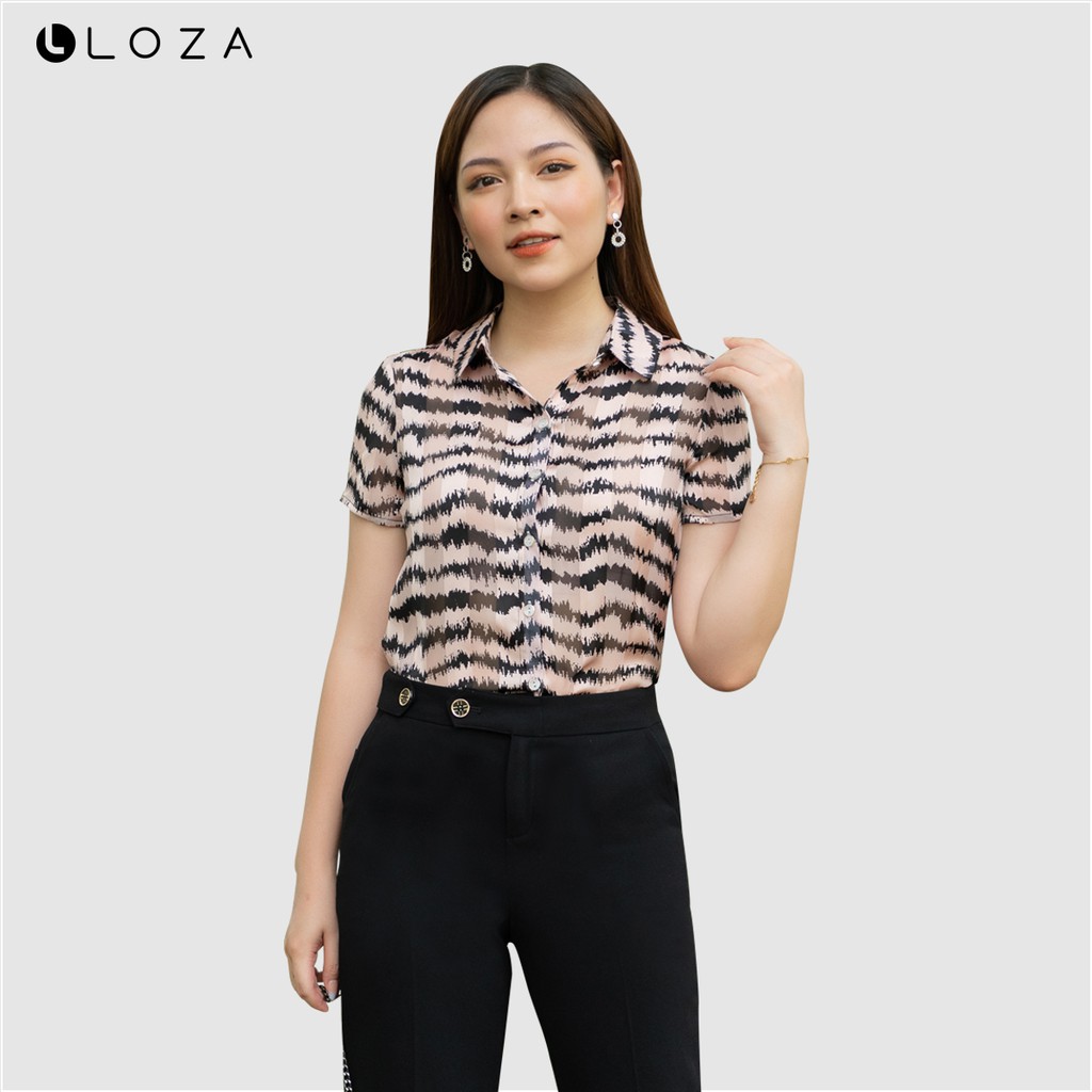 [Mã FASHIONMALLT4 giảm 15% đơn 150k] [FREESHIP 50K] Áo sơ mi nữ LOZA cổ đức côc tay - LS1418