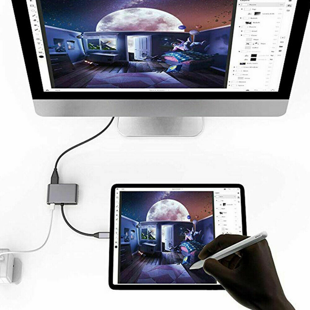 VIRWIR Bộ Chuyển Đổi Hub USB Type C Sang VGA HDMI USB 3.0 VGA 3.5mm USB3.0 4 Trong 1 Cho MacBook Pro Laptop Phone Điện Thoại