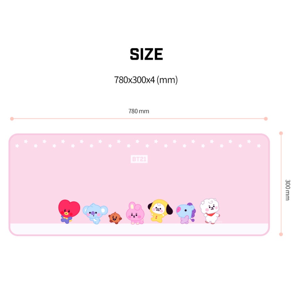 Tấm lót chuột dài chính hãng in hình BTS BT21