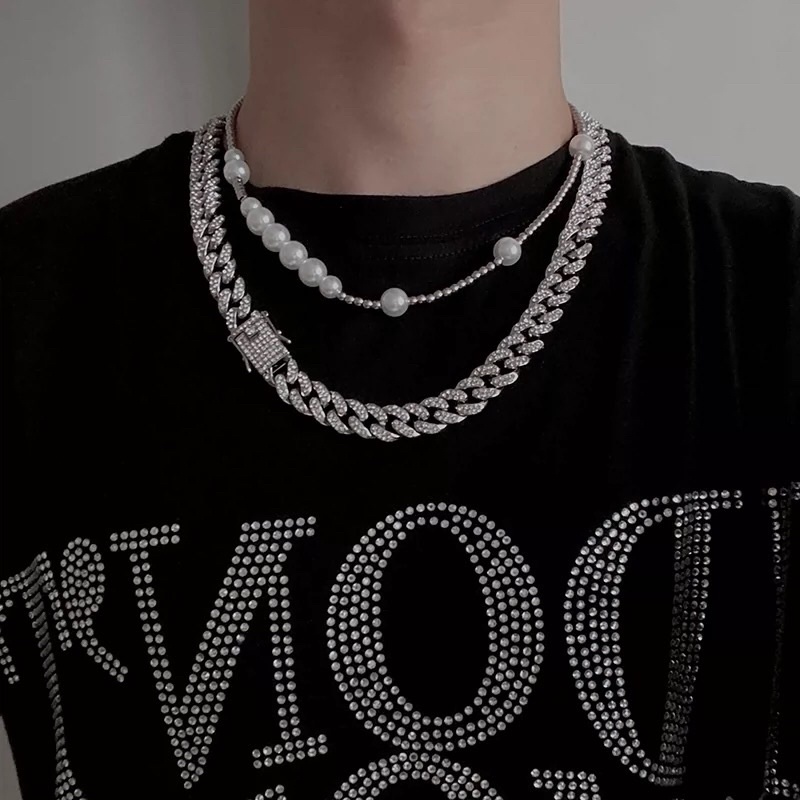 Dây chuyền hiphop nạm đá phong cách cá tính unisex (có sẵn + video thật)