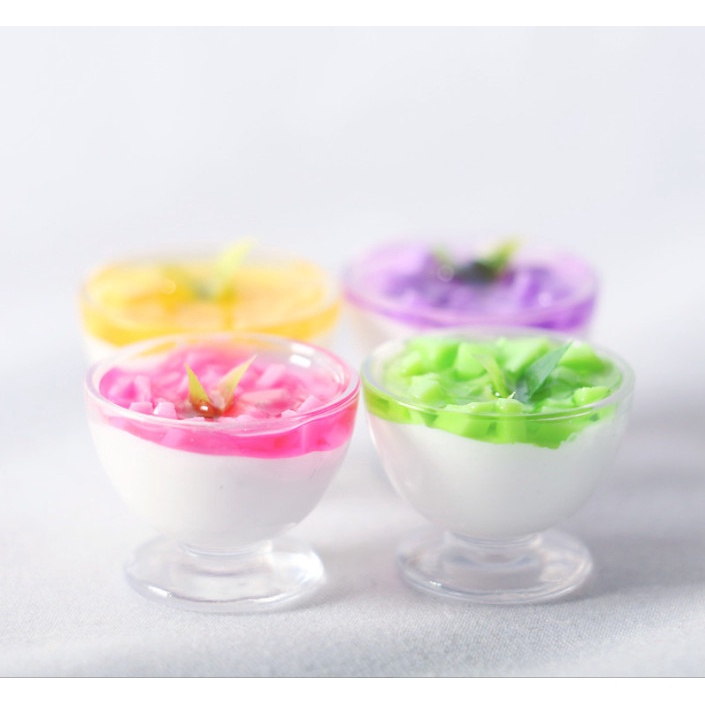 Đồ chơi nhà bếp mô hình mini tô yogurt trái cây nhiều màu trang trí nhà búp bê, dollhouse DIY