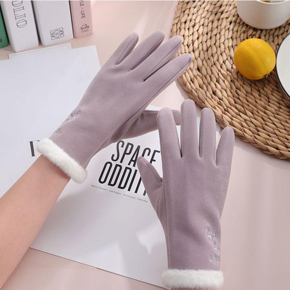 Găng Tay Dày Dặn Ấm Áp Thêu Họa Tiết Xinh Xắn Dành Cho Nữ