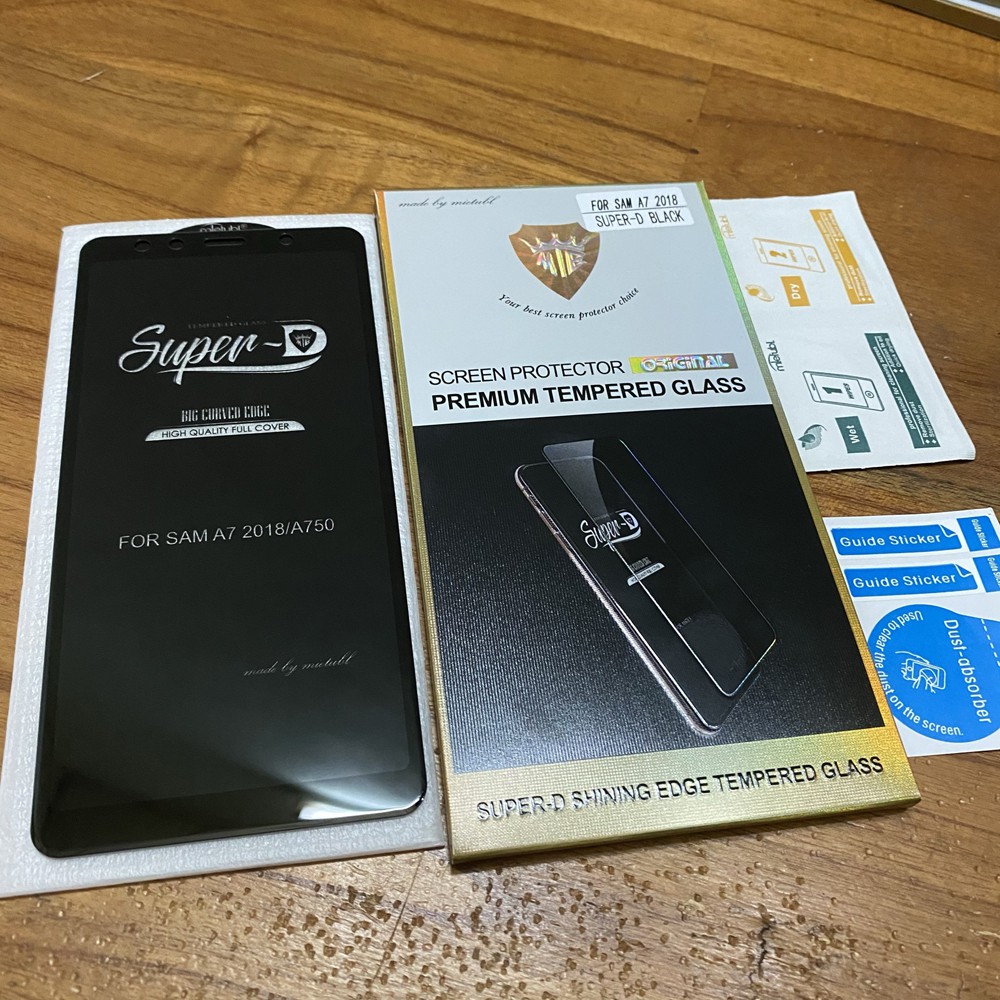 Miếng dán Kính cường lực Samsung A7 2018 Super-D MIETUBL Full viền Đen Fullbox
