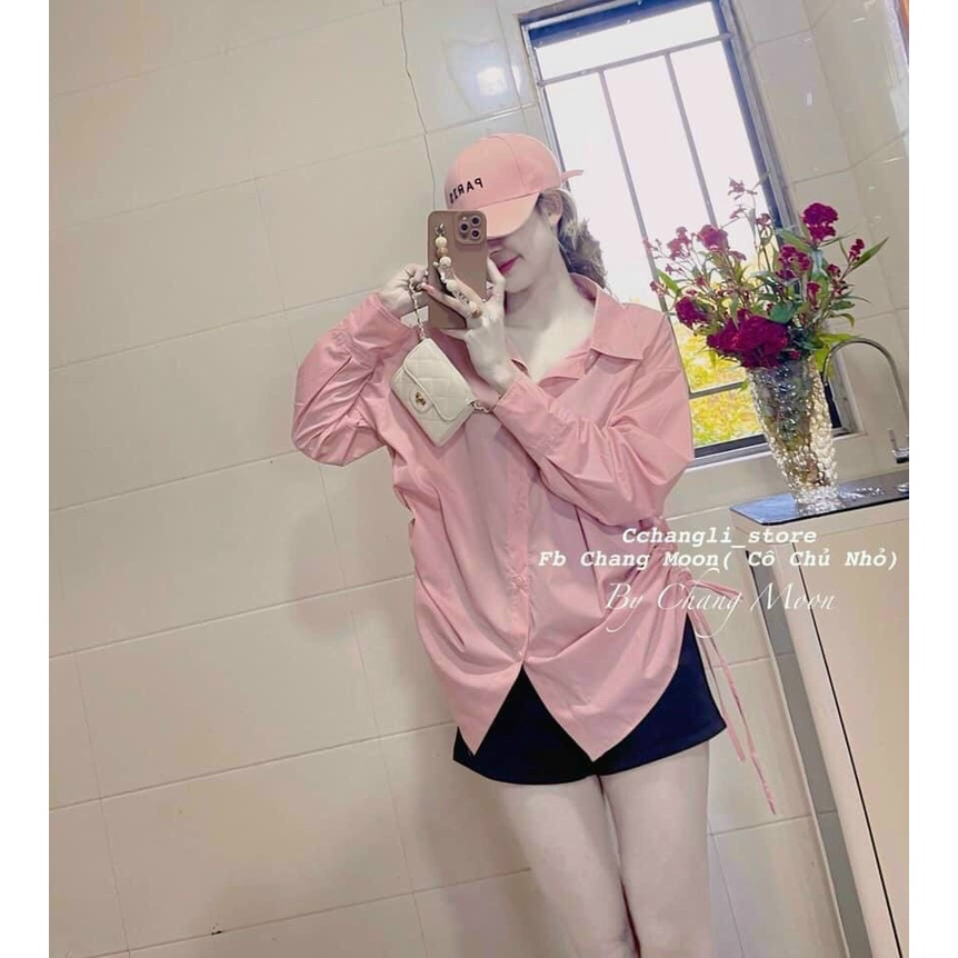 Áo sơ mi rút dây eo tay dài form rộng kiểu dấu quần, Áo sơmi nữ phông rộng đủ màu siêu xinh có hình thật