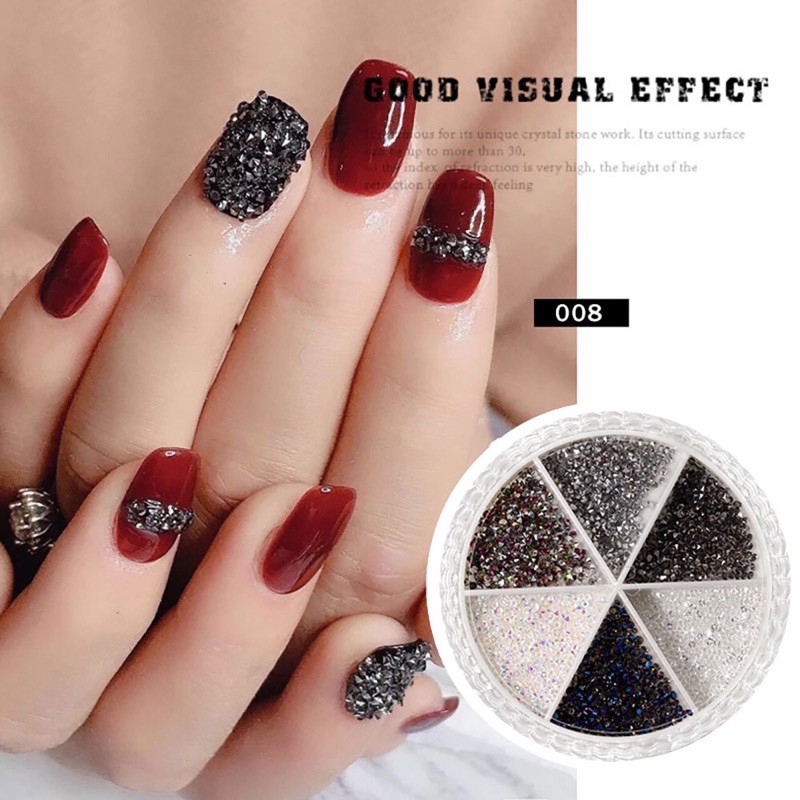 Phụ kiện nail đá rắc, hạt charm, xà cừ, bướm trang trí móng