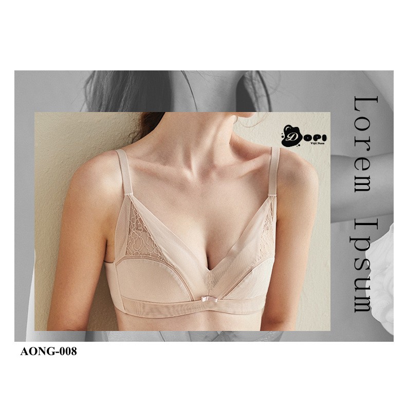 Bộ đồ lót áo ngực và quần lót nữ cao cấp không gọng phối ren AONG-008