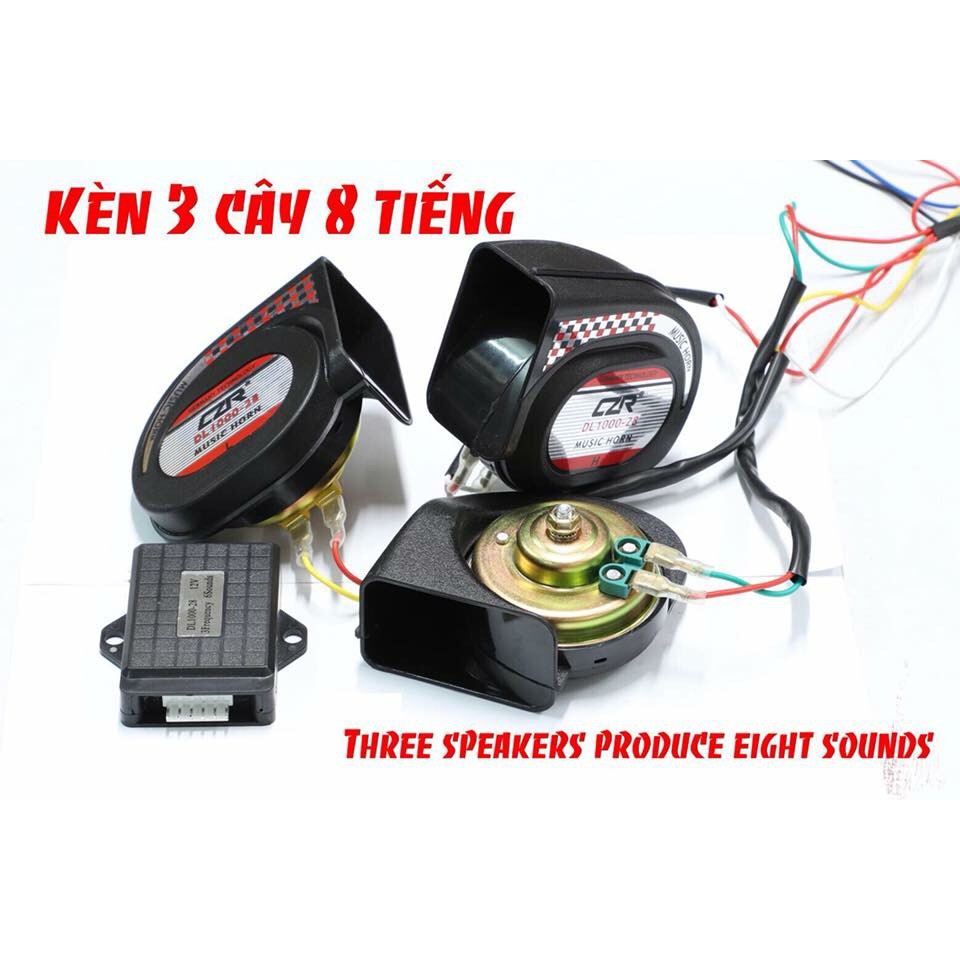 còi 3 chiếc |3 còi cực khủng ngân kiểu cho oto , xe tải , xe máy 12v