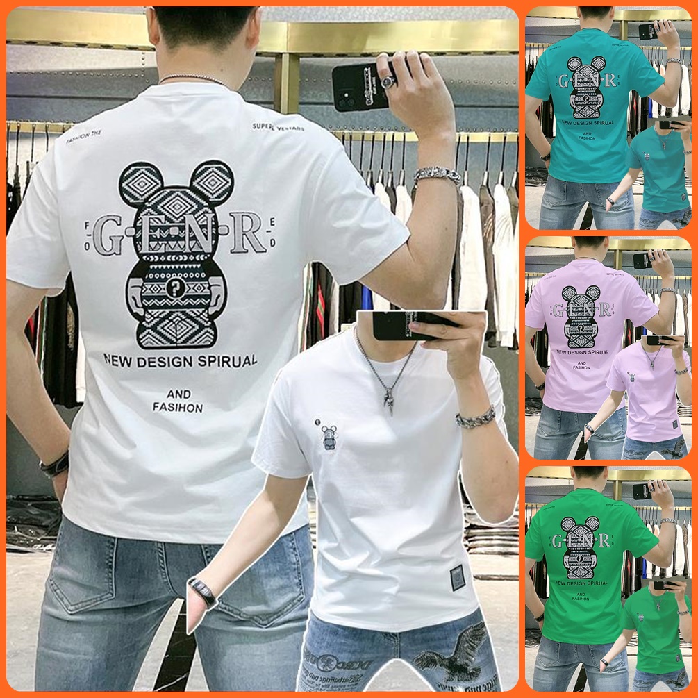 Áo phông nam form đẹp TT03 hàn quốc logo in hình gấu giá rẻ