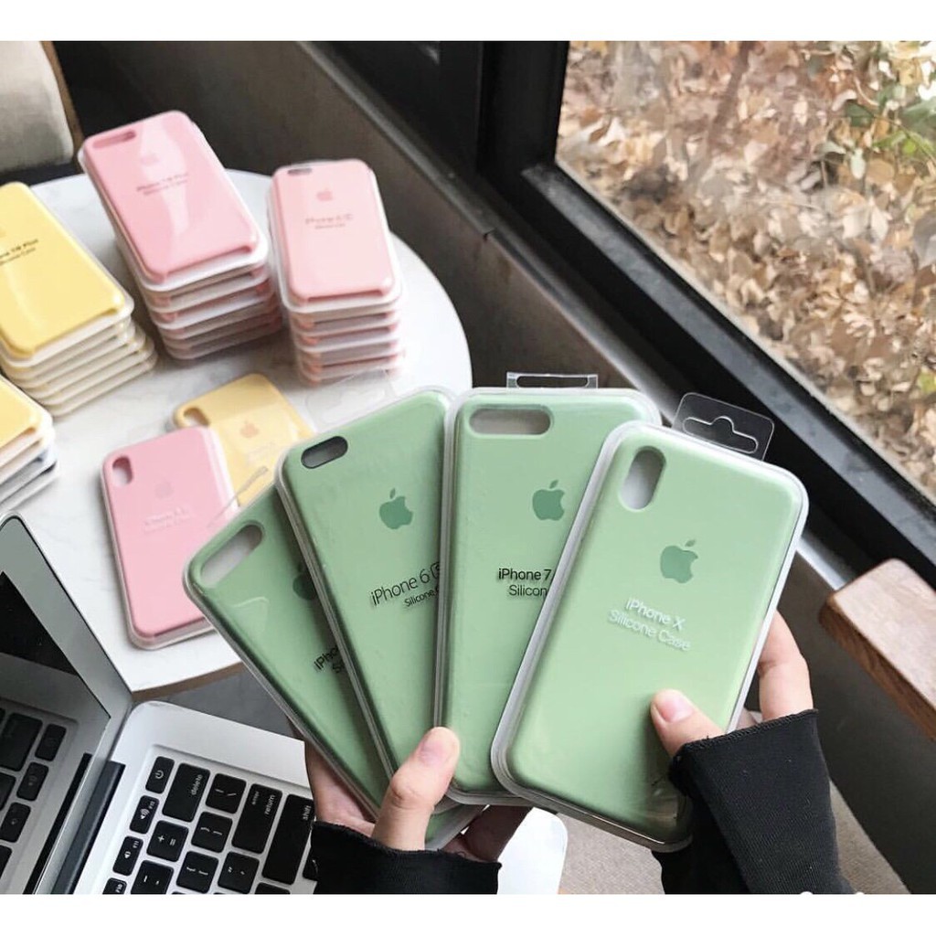 Ốp CHỐNG BẨN màu xanh matcha logo táo cho iphone 6/6s/7/8/6splus/6plus/7plus/8plus/X/Xs/Xsmax/11/11promax