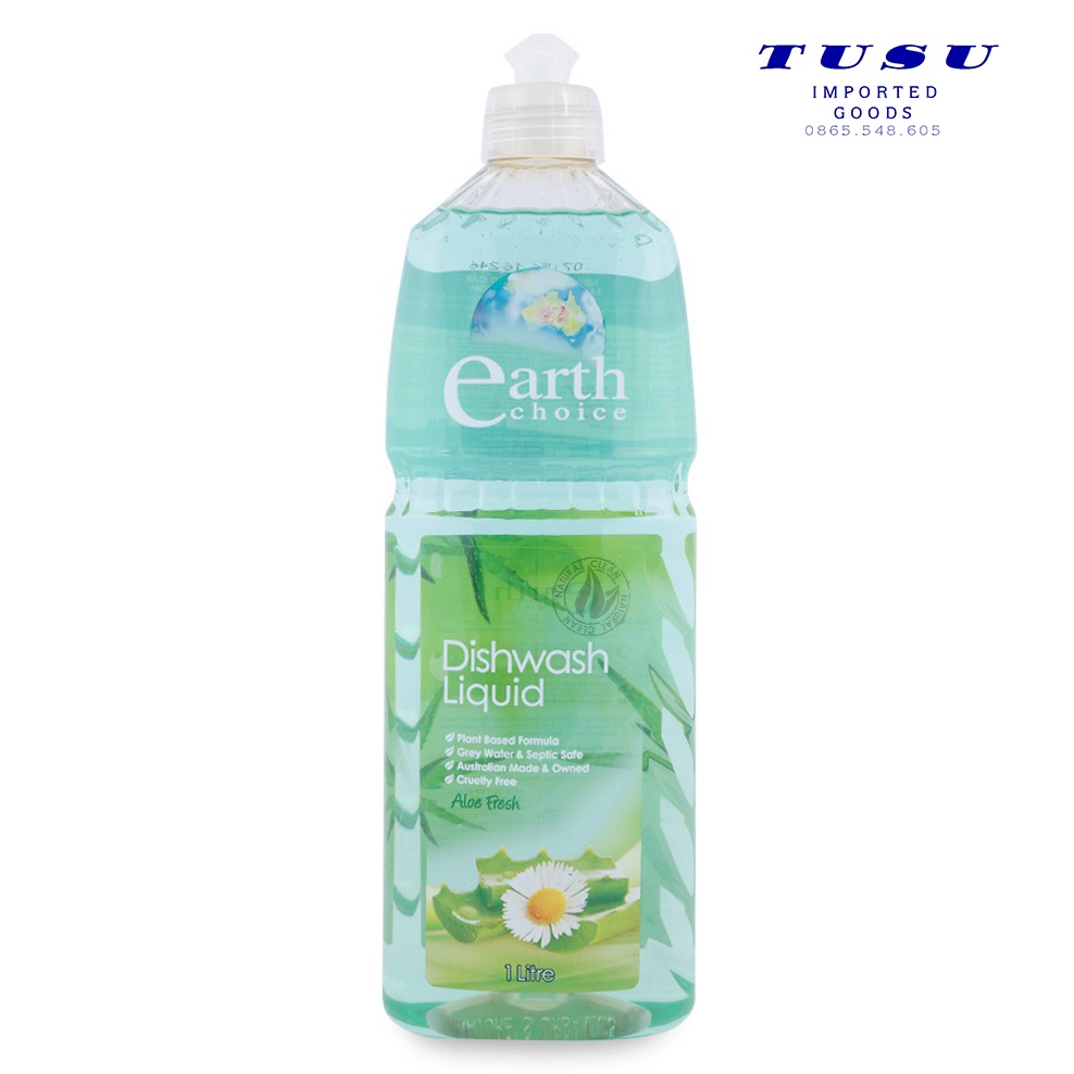 Nước rửa chén cao cấp Earth Choice chiếc xuất lô hội / Aloe Fresh không hại da tay 1 lít - Nhập khẩu chính hãng từ ÚC