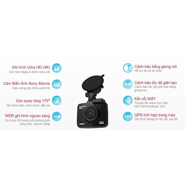 Camera hành trình VIETMAP C61 Pro  cho xe ô tô tặng  kèm thẻ nhớ- Bảo hành 1 năm