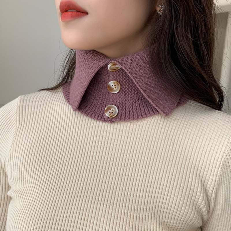 Cổ áo giả dệt kim màu trơn phong cách mùa đông vintage cho nữ